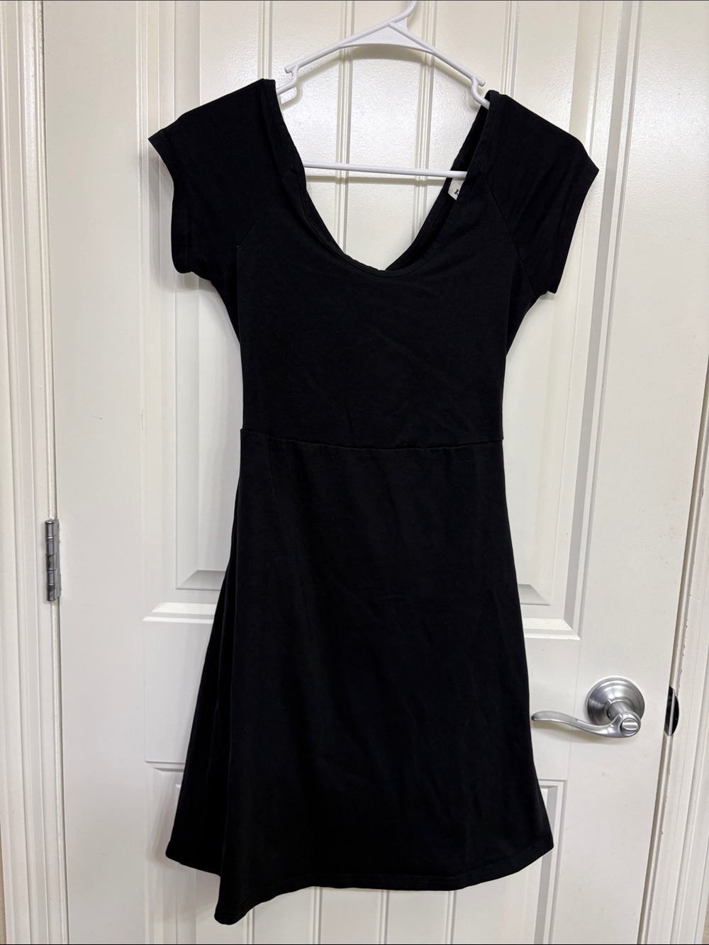 Pact Black Short Sleeve Mini‎ Fit-and-Flare Dress
